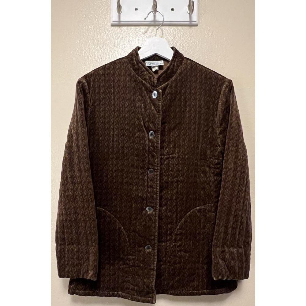 Vtg 70s Velvet Quilted Blazer Jacket Campus Casuals of California Brown Stripes‎